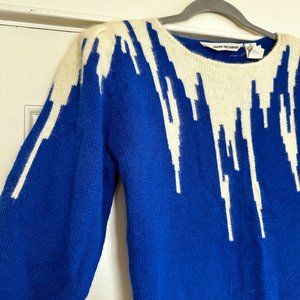 Vintage Blue 80s Knit Icicle Dress - image 1